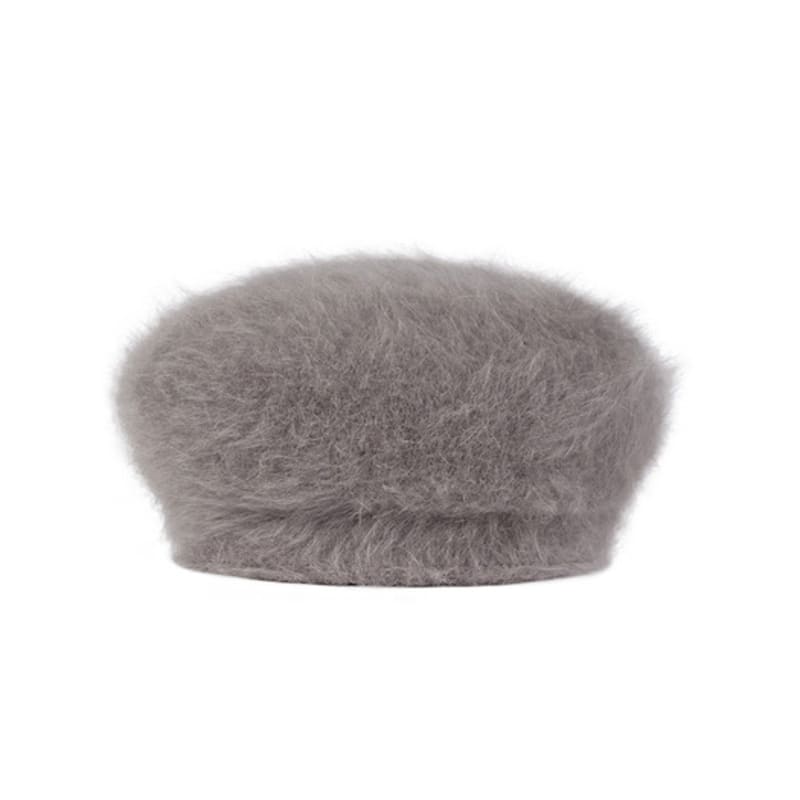VARZAR VA Square Stud Angora Beret Mocha
