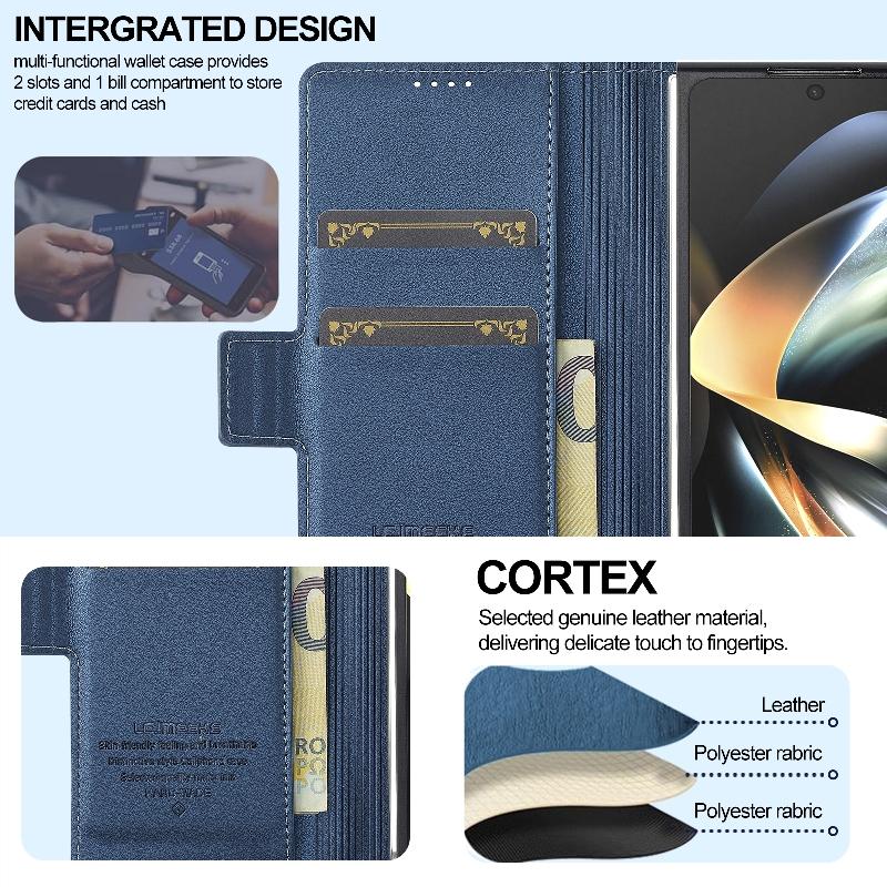 Magnetic Flip Leather Phone Cover For Samsung Galaxy Z Fold4/Z Fold 3 Built-in Wallet Card With Pen Slot(Excluding Pen)