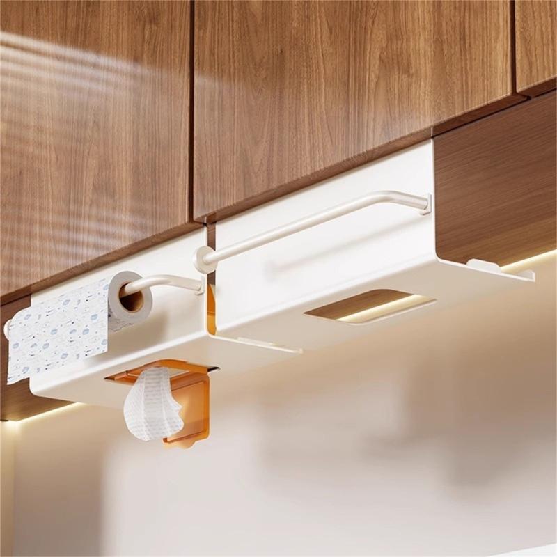 Rustproof Carbon Steel Kitchen Towel Rack With Strong Adhesive Backing Wall Mount Space Saving