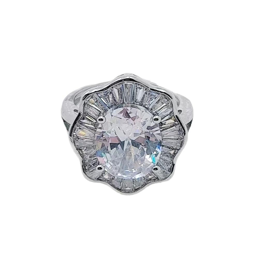 High-End Jewelry Exaggerated Coconut Egg-Shaped High Carbon Diamond Ring Classic Versatile Colored Treasure Ring Women