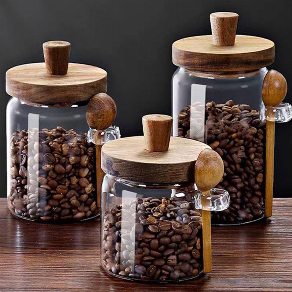 3 Sets Glass Spice Jar Sugar Holder Container with Spoon Spices Jars Seasoning Condiments Bottle Containers Seasonings