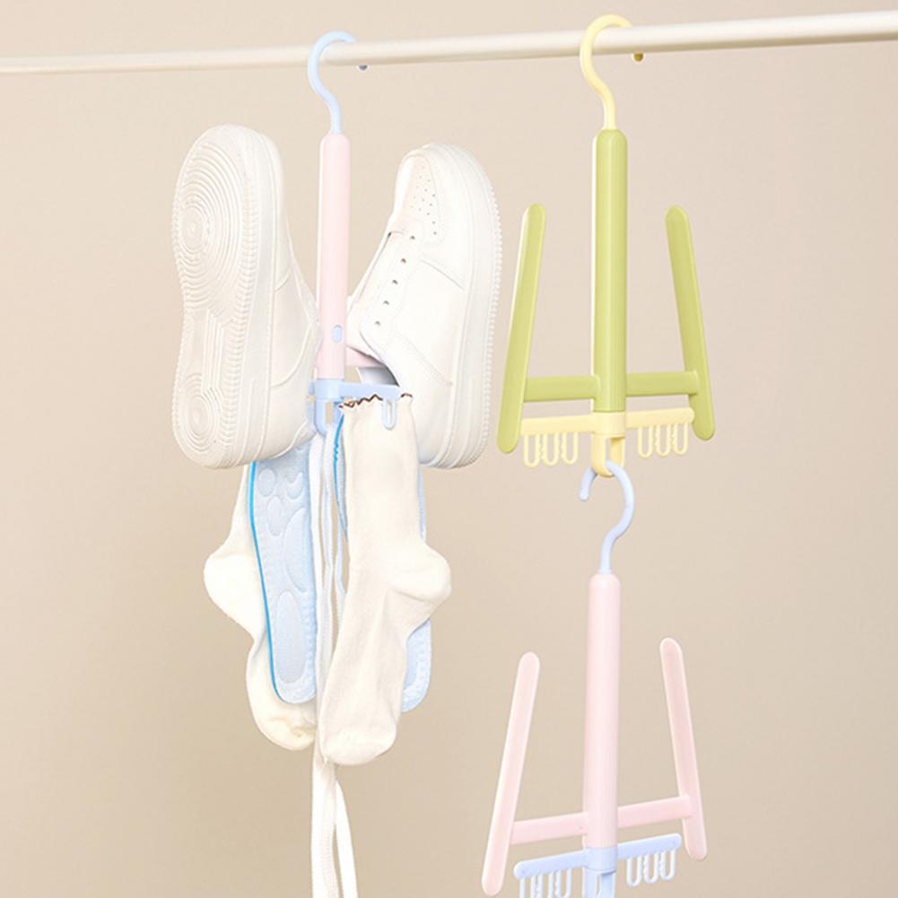 Laundry Drying Rack Space-saving Shoe Dryer 360-degree Rotating Shoes Drying Rack with Windproof Insoles Clip Rack Hanger