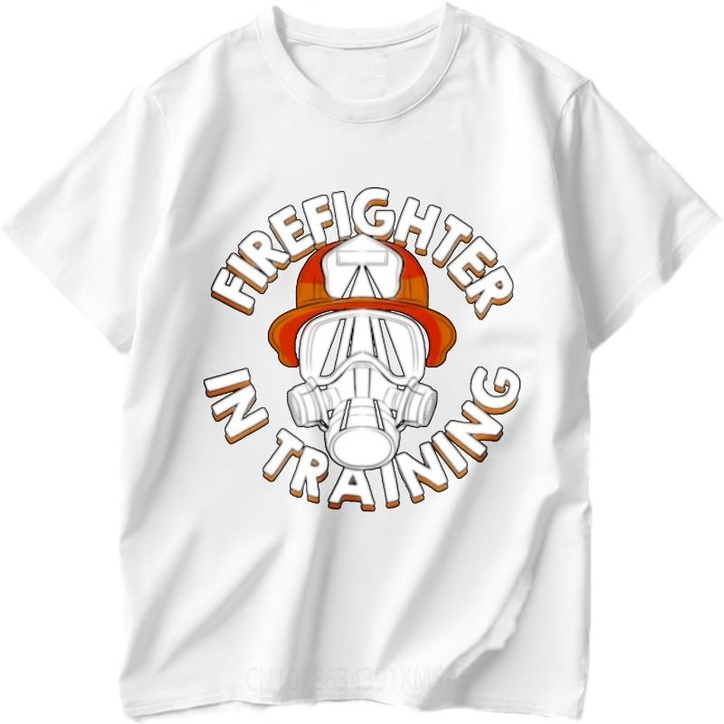 Adult Teenagers Crew Neck Tshirt Graphic Firefighter In Training Helmet Mask Design Trendy For Him Tee Shirt Oversized Tshirt