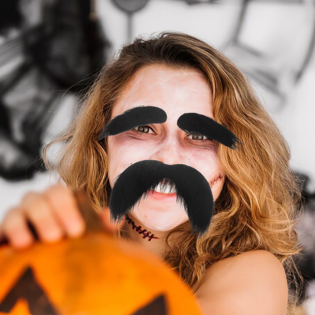 3 Pcs Artificial Mustaches Fake Beard Cartoon Costume Accessories for Men Halloween Cosplay False Moustaches Diy