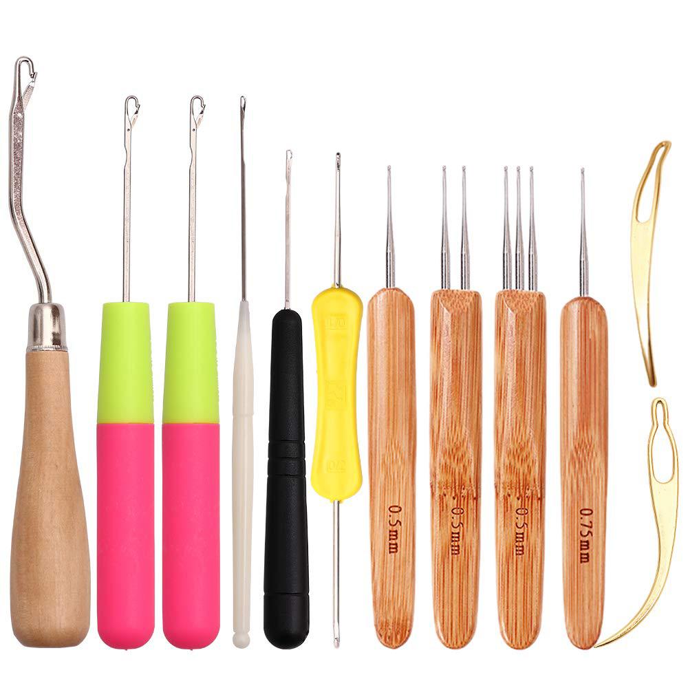 Buy Dreadlocks Crochet Hook Set with Wooden Handle Weaving Needle Hooks