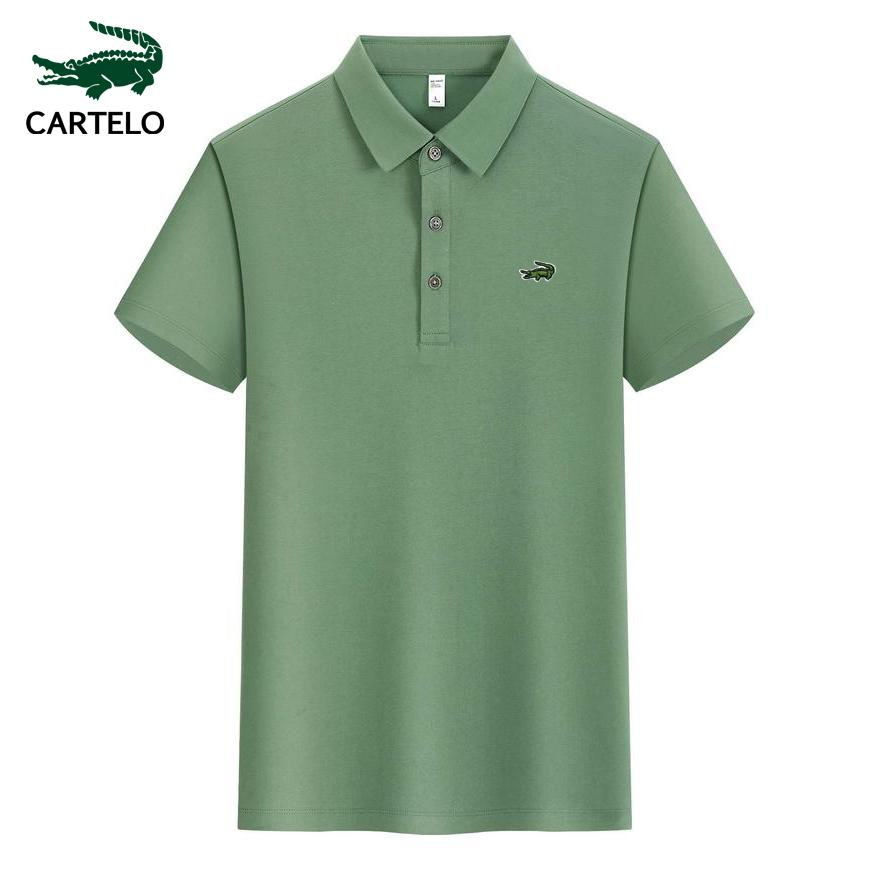 

Cartelo 2025 Summer Men s and Women s Business Leisure Embroidery 7A Antibacterial Ice Cool Body Feeling Cotton Solid Color Collar Polo Shirt XS чёрный