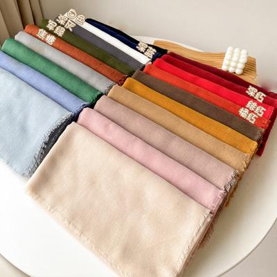 Bufanda de seda nueva de 130 x 130 cm, disponible para las cuatro estaciones, grande, cuadrada, de algodón premium, de cáñamo, monocromática, de color sólido, para mujer.