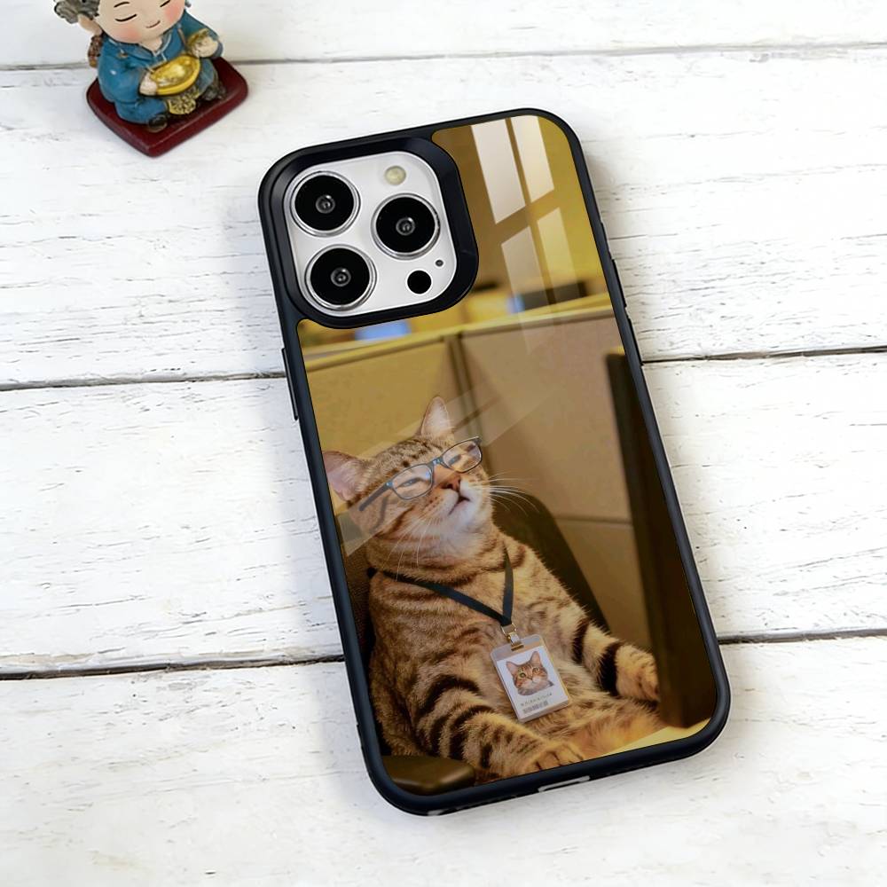 Table Working Cat Phone Case For iPhone17,16,15,14,13,12,11 Plus,Pro Magnetic with Magsafe Wireless Charging