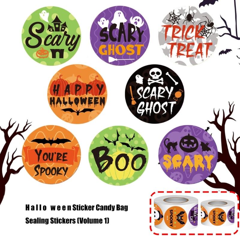 Adhesive Halloween Seal Candy Bag Closures Sticker Roll Envelope Paster For Parties Treats And Festives Decorations