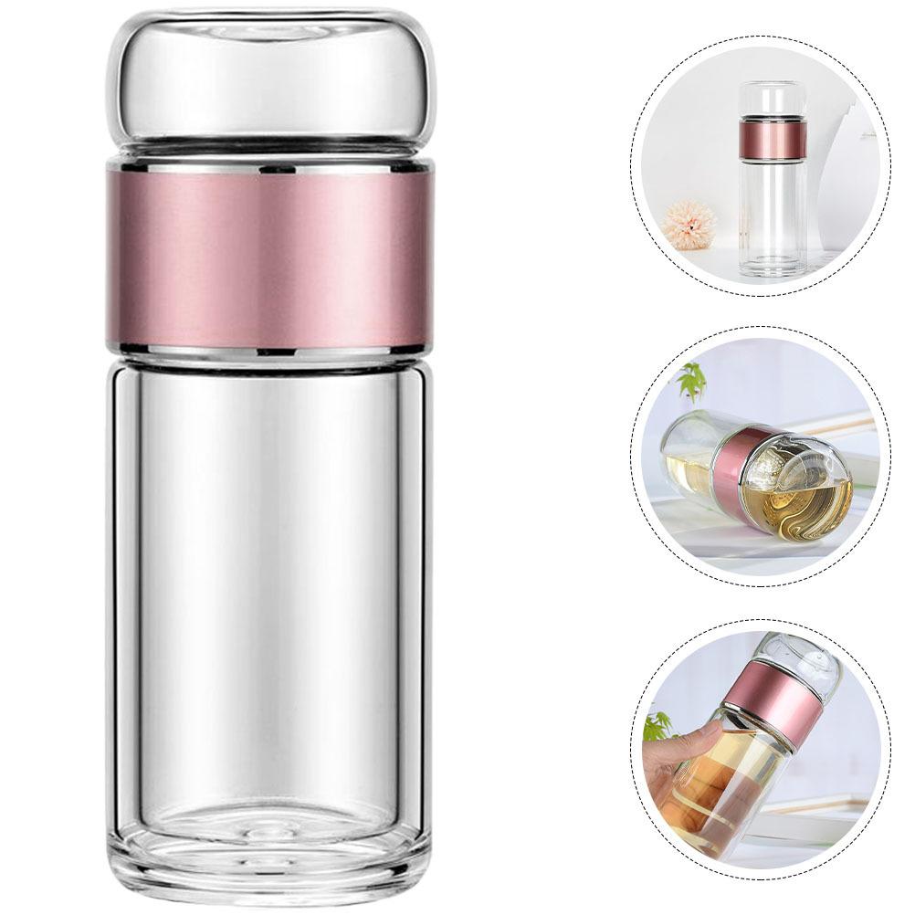 250Ml Tea Water Separation Glass Infuser Bottle Insulated Non Leaking for Home Travel Portable Tea Maker with Stainless Steel