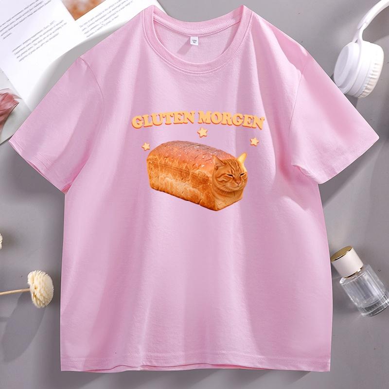 Gluten Morgen Funny Cat Loaf Tshirt Unisex WoUnisex Funny Cat Printed Tshirt Comfortable Round Neck Short Sleeve Tees Clothing Tops
