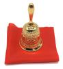 Golden Rose Hand Bell, 11cm Tall, Zinc Alloy, Antique Style, Stylish, Resonant, Tabletop Bell with Red Silk Cover, Gold