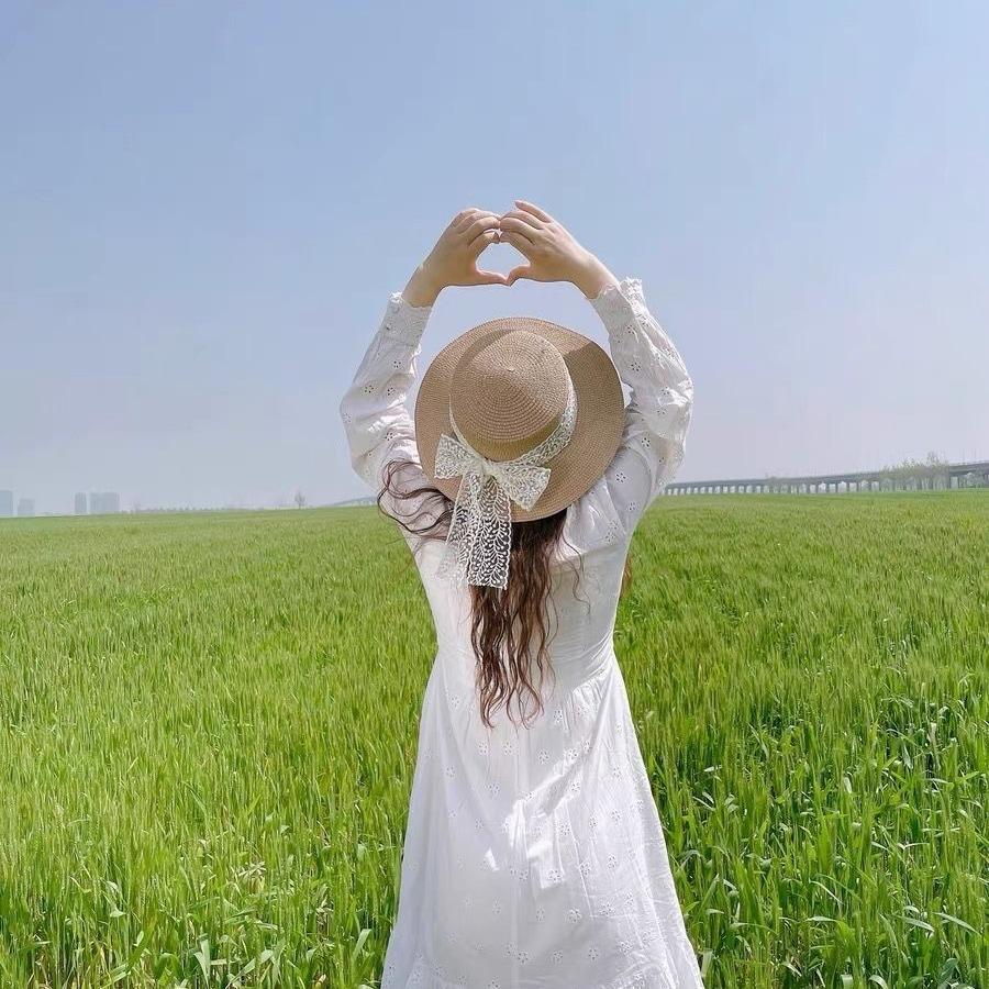 Bow lace strap hat women's outdoor travel flat top straw hat sunshade travel sunscreen big brim top hat