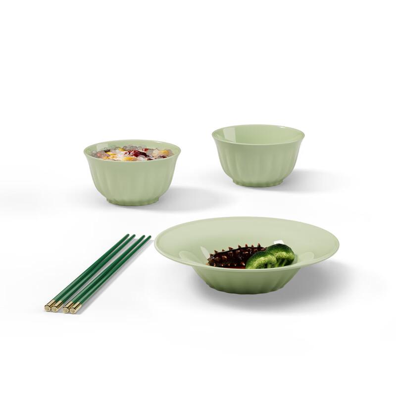 WANTING WT-FC-5 Jade Green 5-Piece Ceramic Dinnerware Set