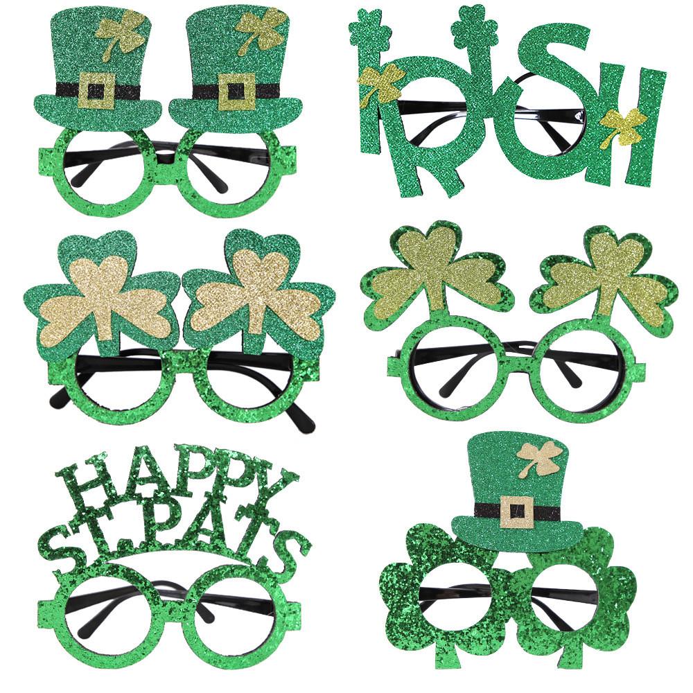 Plastic Stylish Green Glasses With Shamrock And Hat For St Patricks Festivities Day