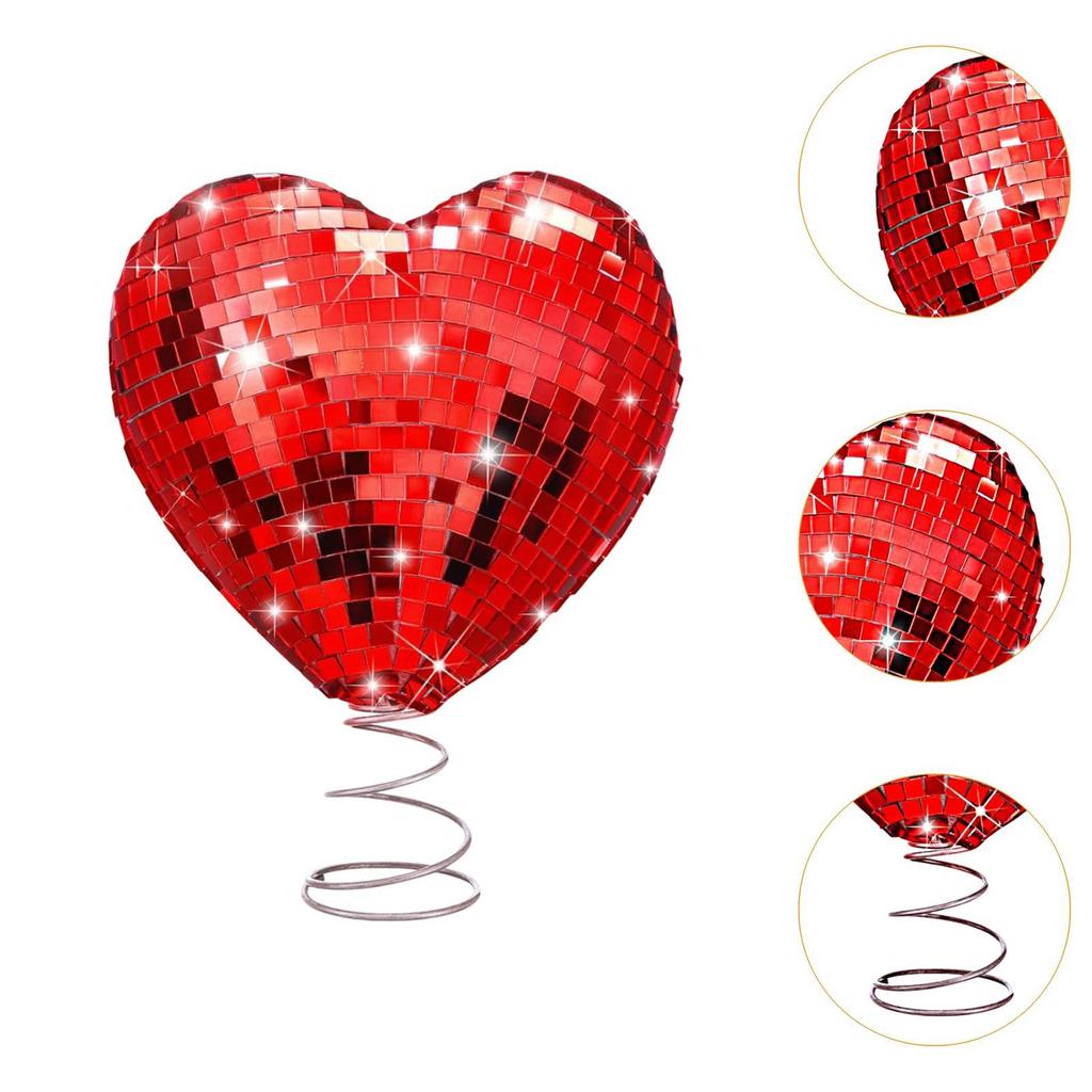 Valentine Heart Tree Topper Decorative Creative Shiny Treetop Decor Display for Party Engagement Apartment Outdoor Events