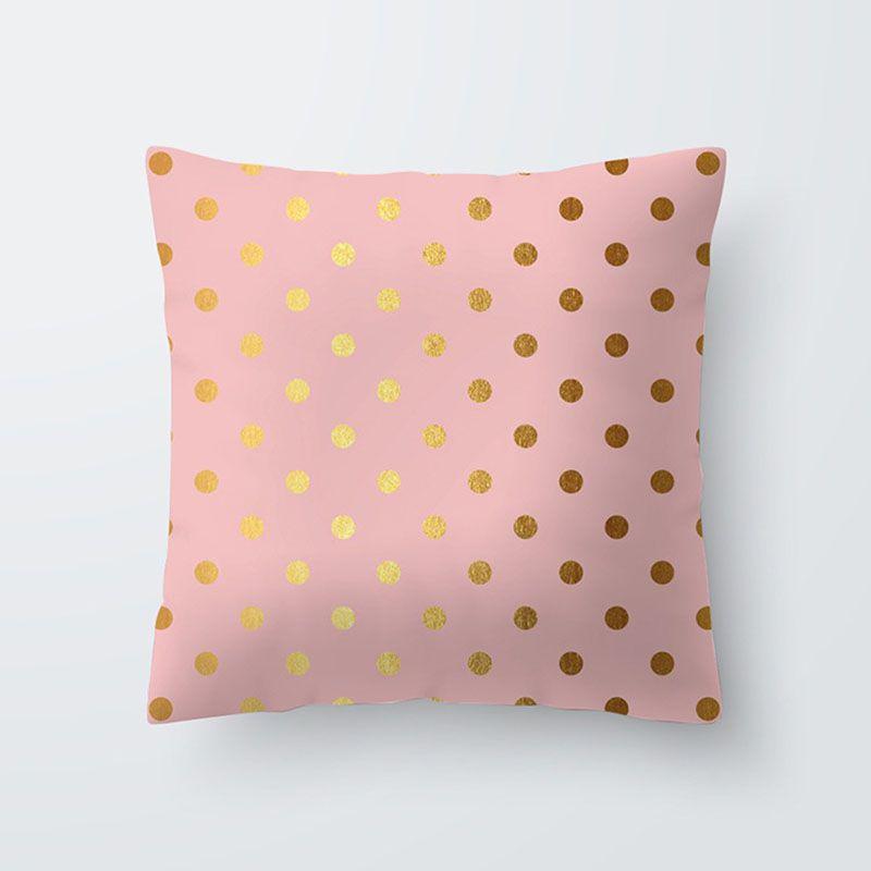 Luxurious Polyester Pillow Case Cover With Rose Gold Geometric Pattern For Home Decor