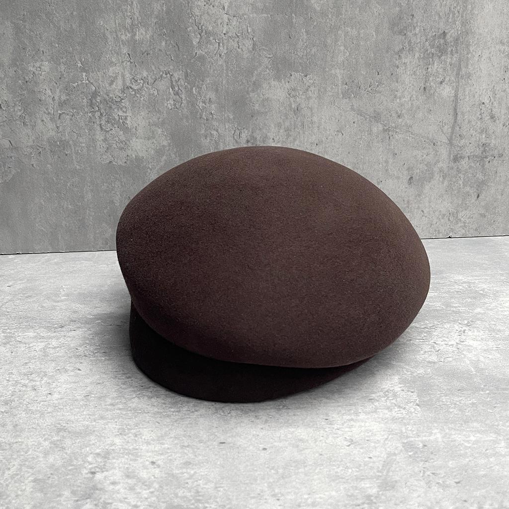 Elegant Wool Beret Women'S Autumn And Winter Face Is Small And Versatile Fashionable Painter'S Hat Pleated Slanted Top Design Top Hat