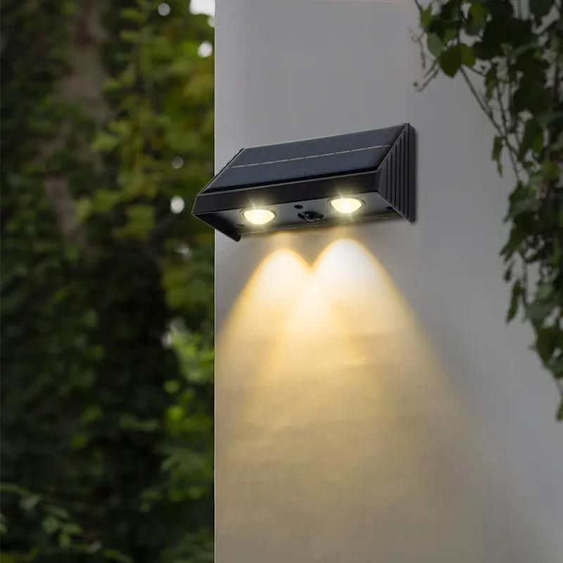 2025 IP65 Waterproof RGB LED Solar Wall Light Outdoor Garden Fence Warm Lights Wall Mounted Solar Powered Decorative Lights