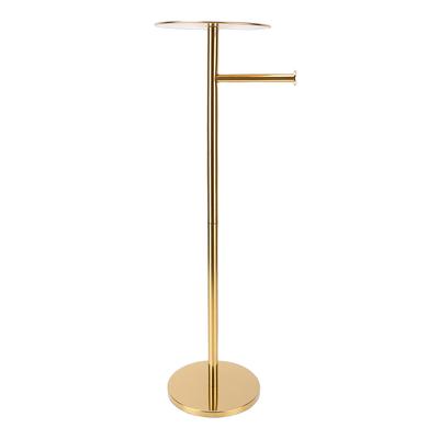 Standing Toilet Paper Holder Stylish Stable Stainless Steel Tissue Roll Stand with Phone Tray for Bathroom
