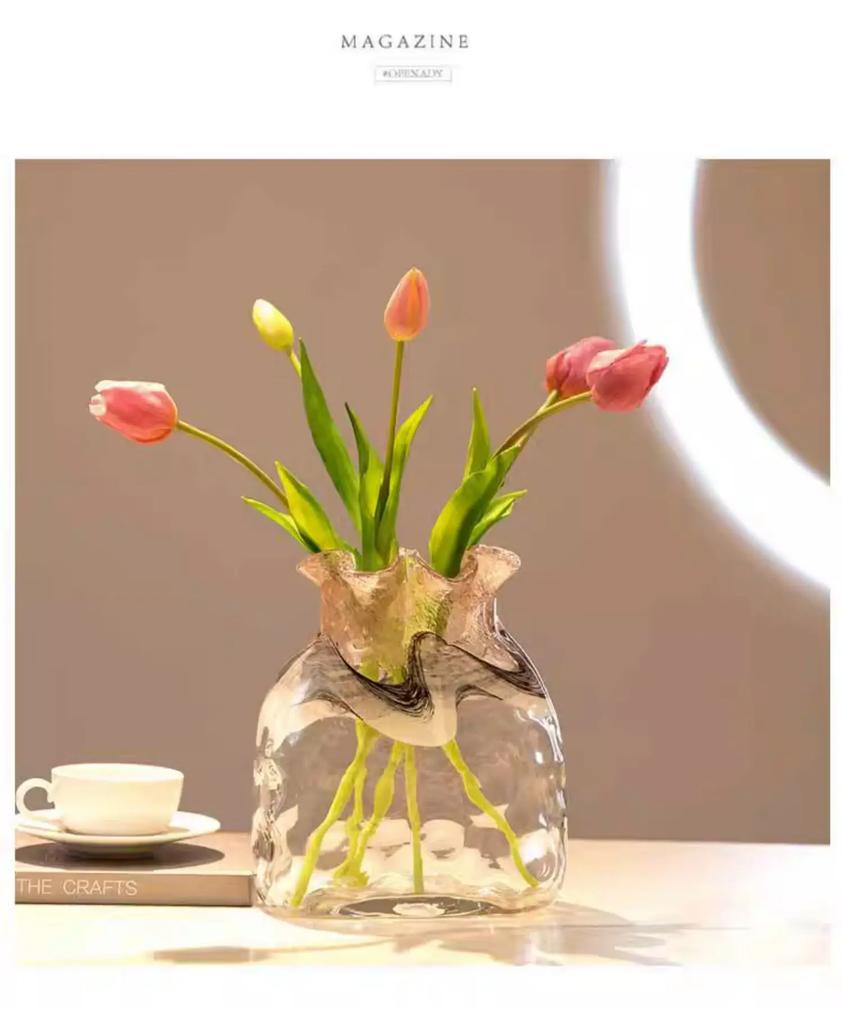 Vase glass gradual change color newChinese creative irregular shape suitable for living room table hydroponic flower arrangement