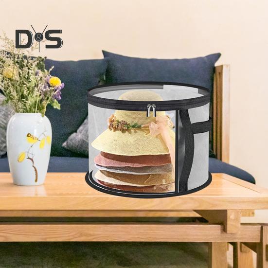 Nadměrná průhledná taška na klobouky s uchem, zapínáním na zip, průhledným designem, skládací organizér na kovbojské klobouky, pouzdro na klobouky se širokým okrajem