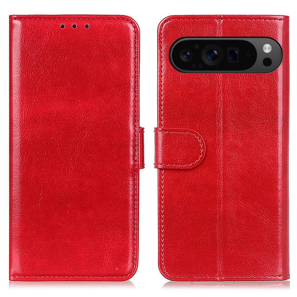 

For Google Pixel 10 Pro XL/9 Pro XL Phone Case Crazy Horse Texture PU Leather Phone Stand Cover C