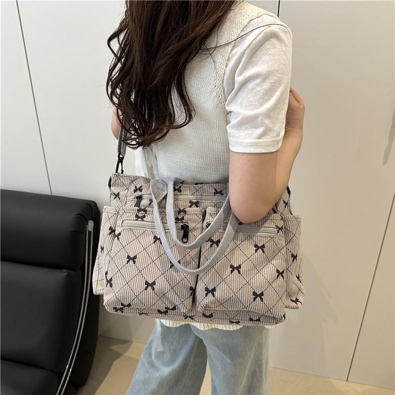 Minimalist Womens Tote Bag With Corduroy Material For Daily Commuting And Fashion Style