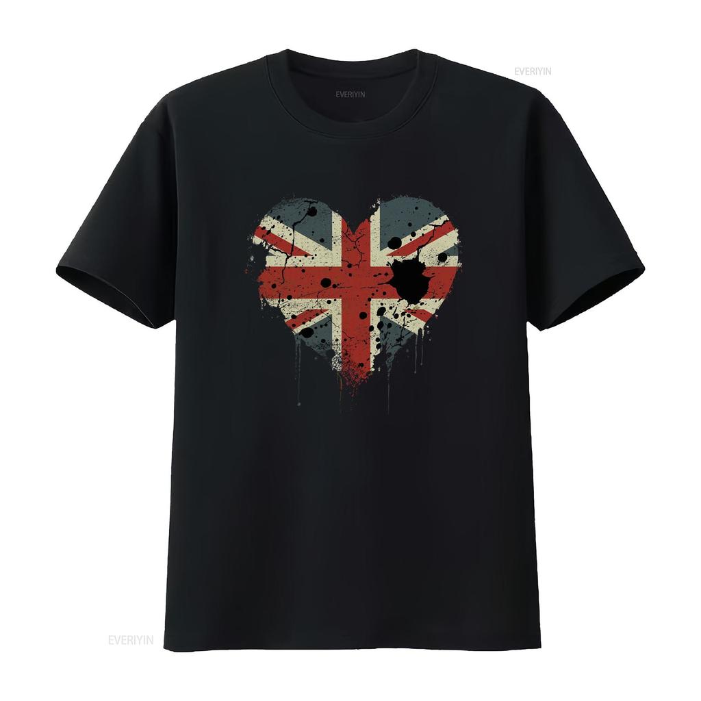 Stylish Love British Flag Union Jack Great Britain Team GB Mens Cotton T Shirt Vintage Washed Designer Clothes Breathable
