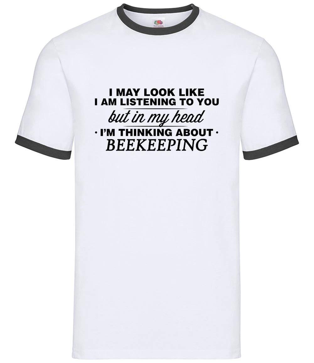 My Head I m Beekeeping - Mens Ringer - Beekeeper Bees Bee Keeping Gift XS