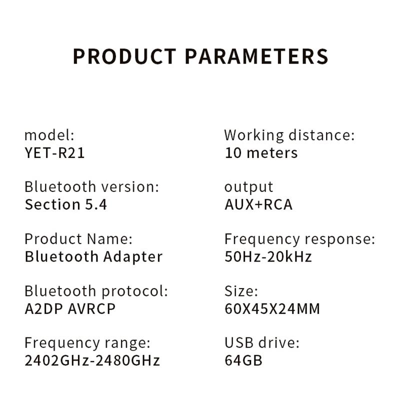 Bluetooth 5.4 Audio-Adapter Drahtloser Empfänger RCA 3,5 mm AUX USB Audio-Adapter mit Mikrofonunterstützung U-Disk-Wiedergabe Für Auto-Kit Lautsprecher