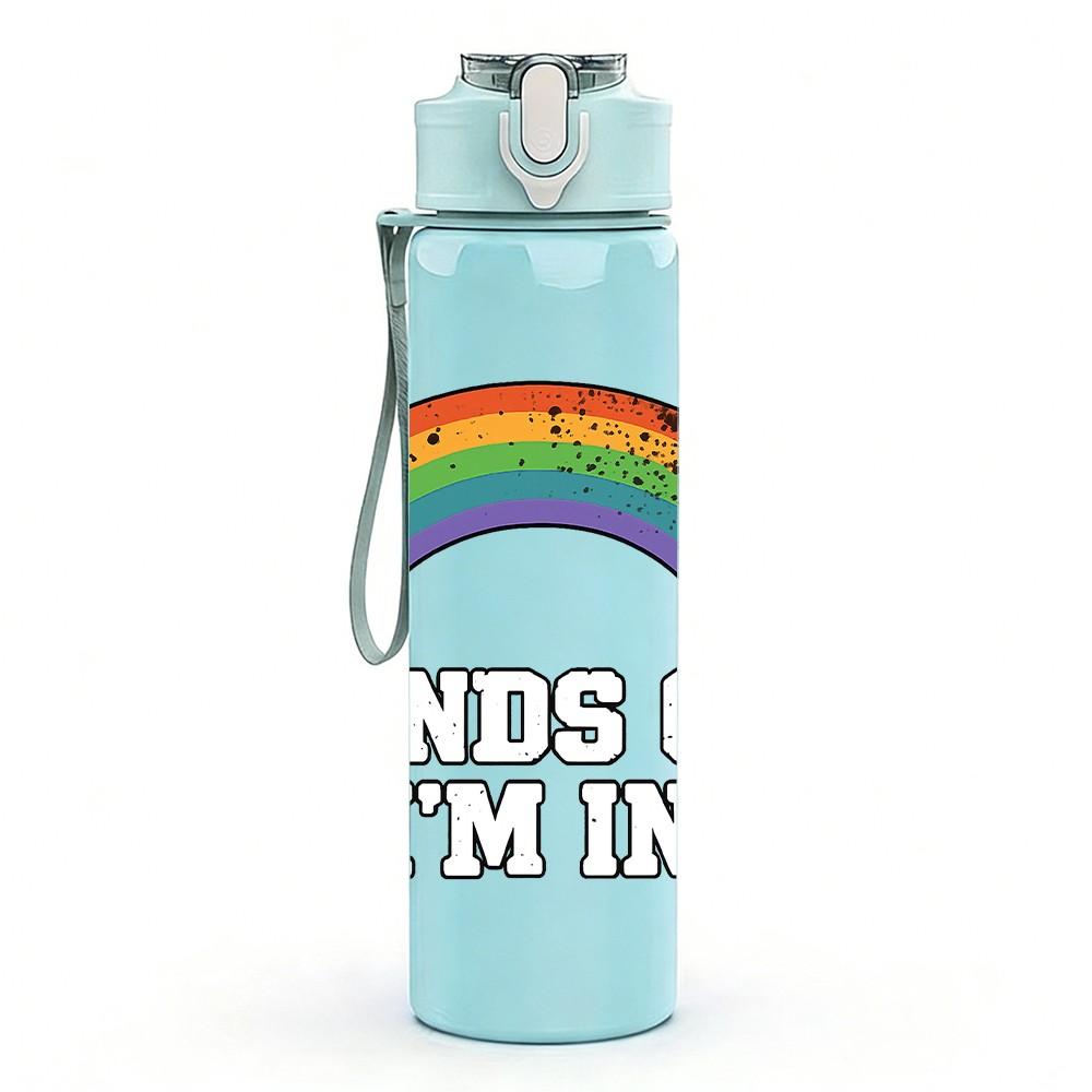 1PC Sounds Gay I'm In Letter Print 750ml Color Plastic Sports Water Bottle Leakproof Flip Straw Lid Suitable for Sports Office Home Use