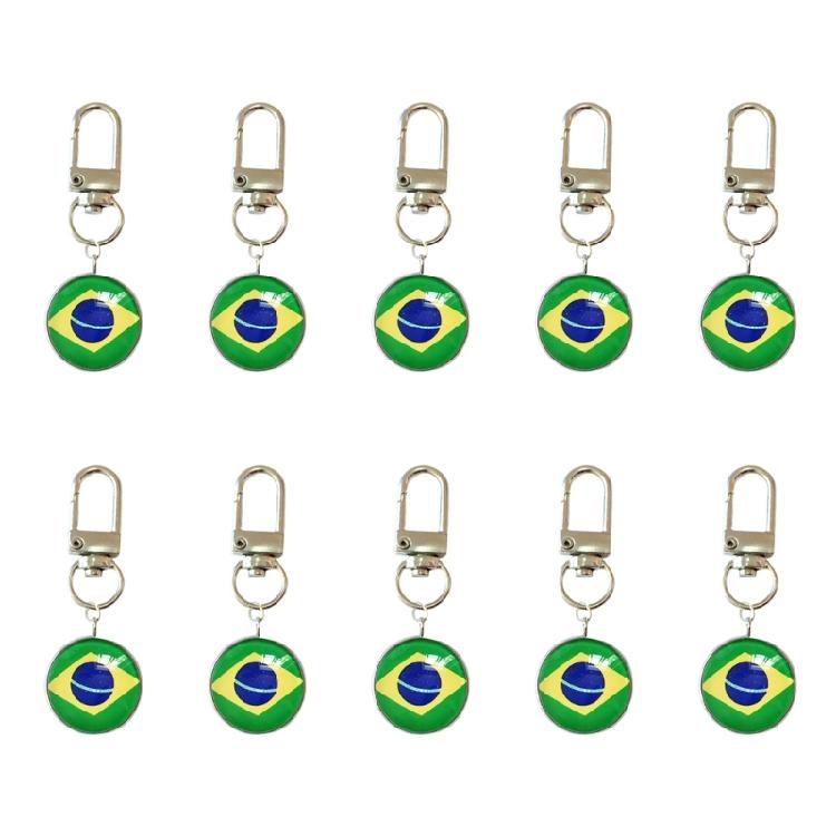 10PCS/Lot Trend Football Keychains Feature Bright Country Flags Rustproof Alloy And Glass Backpacks Decoration