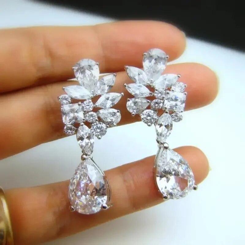 Gorgeous Women's Stud Earrings Full with Dazzling CZ Stone Sparkling Ear Piercing Earrings Party Jewelry Drop Shipping