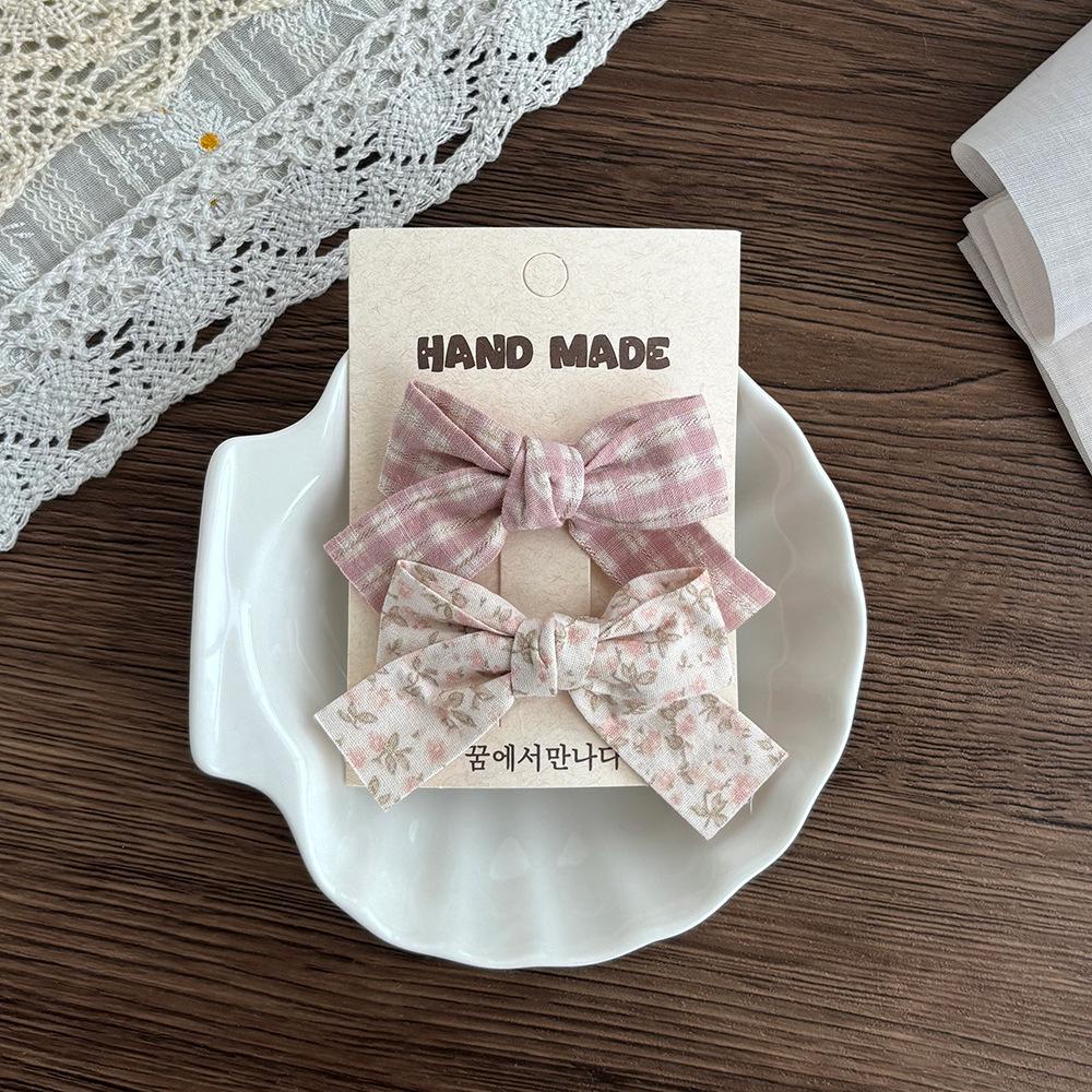 Children's Floral Bow Plaid Hair Clip