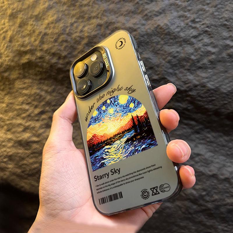 Van Gogh Oil Painting Matte Laser Phone 16 14 15 For iPhone 13 12 11 Pro Max Cover Case Funda