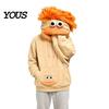Halloween Party Outfits Big Mouth Creature Flannel Hoodie, Unisex Oversized Fleece Hooded Comfortable Sweatshirts Sweatshirt, Plush Pullover