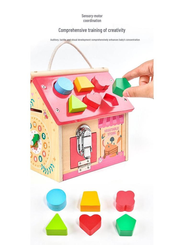 Montessori Busy House: Baby Enlightenment & Educational Unlocking Box with Teaching Aids and Toys