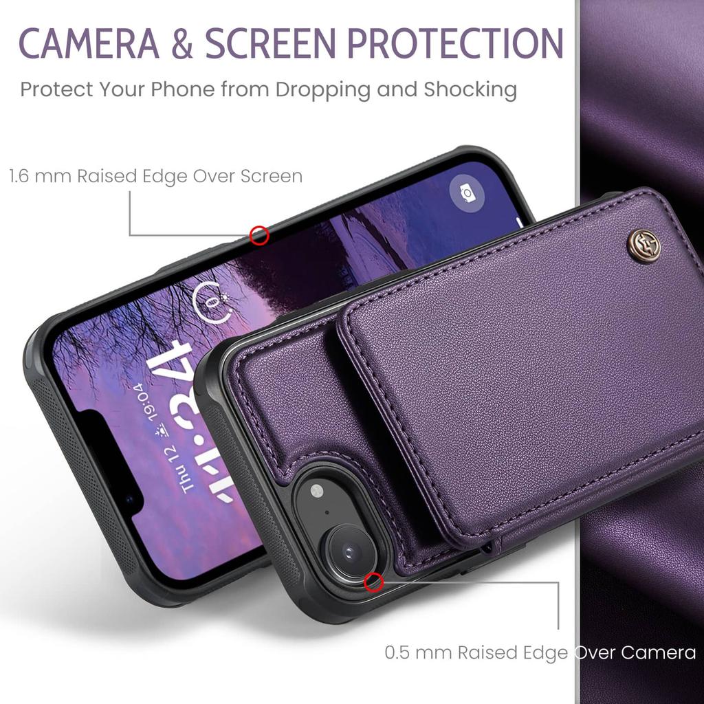 For iPhone 17e 16e Wallet Case PU Leather Flip Cover RFID Blocking Card Holder Magnetic Clasp Kickstand Shockproof Phone Case
