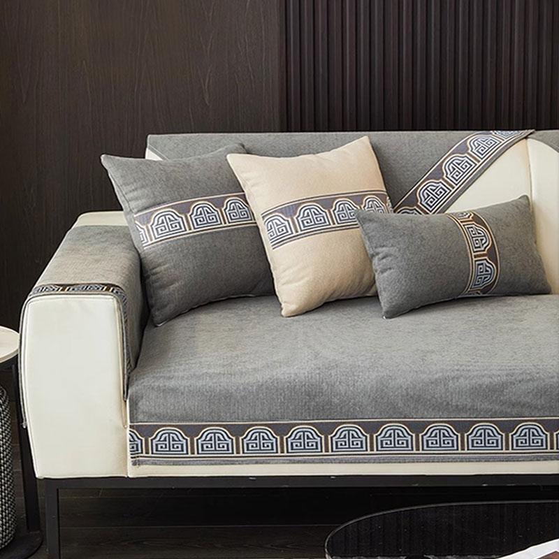 New Chinese Style Anti Slip Sofa Cushion Four Season Universal Chenier Sofa Cover Couch Backrest Armrest Dustproof Cover Towel