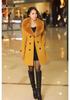Korean Style Double-Breasted Wool Coat with Fur Collar, Mid-Length, Multi-Color, Multi-Size