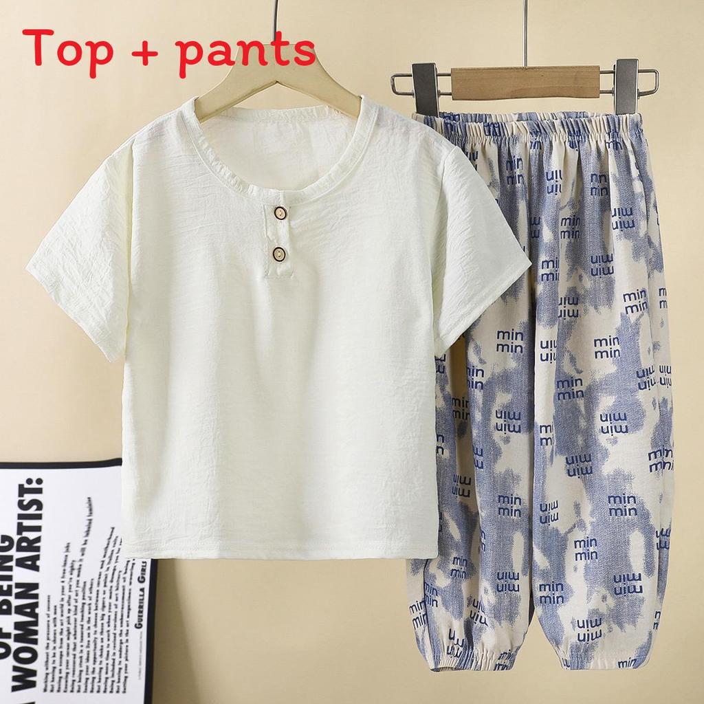 Baby Boy Summer Outfit Set With Ice Silk Fabric For Toddler Kids Casual Wear