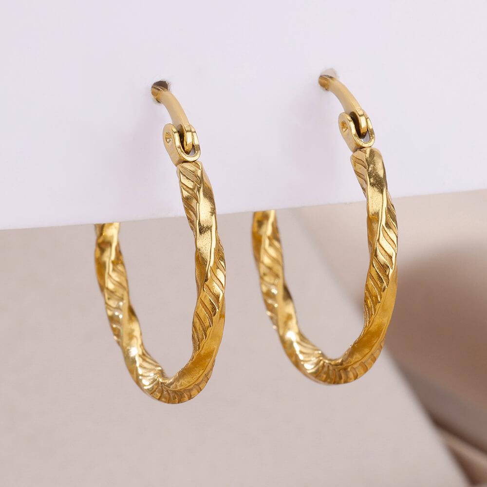 Classic Twist Hoop Earrings For Women Girls Stainless Steel Gold Color Earrings Punk  Jewelry Pendientes Mujer