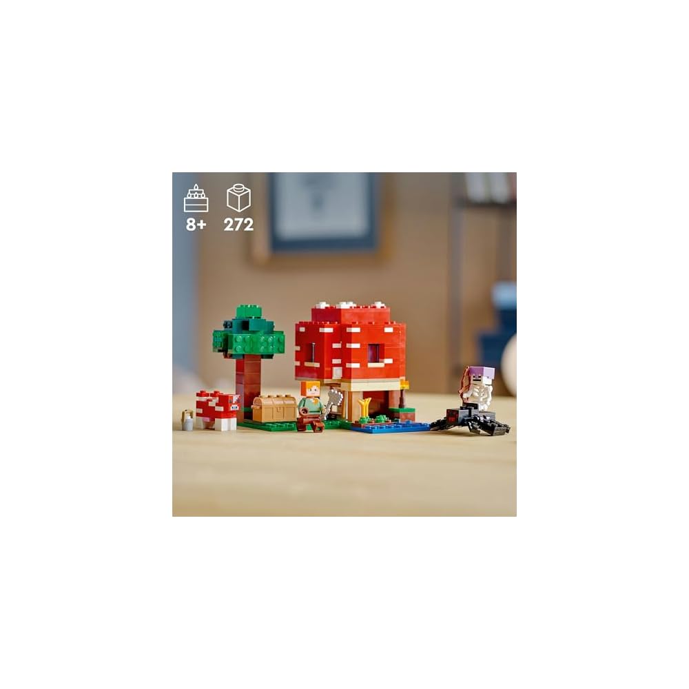 LEGO Minecraft Mushroom House Building Set 21179 for Kids Ages 8-10, Creative Toy for Boys and Girls