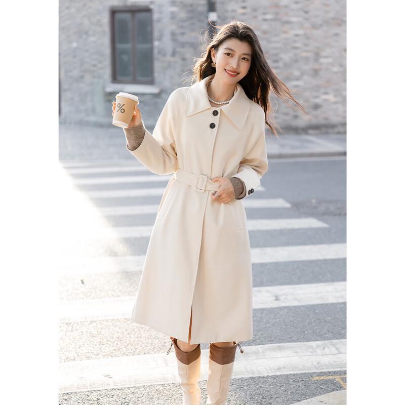 Mokana Women's Elegant Belted Long Trench Coat
