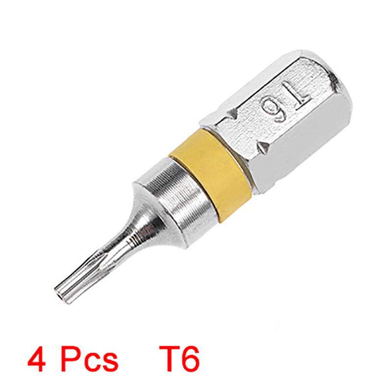 4pcs Torx Screwdriver Bit Set S2 Steel 1/4" Hex Shank T6 T9 Magnetic Security Torx Screwdriver Bits Hand Tools