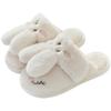 2025 new women's shoes fluffy cotton slippers couple plush rabbit outer wear home slippers men's slippers Korean version