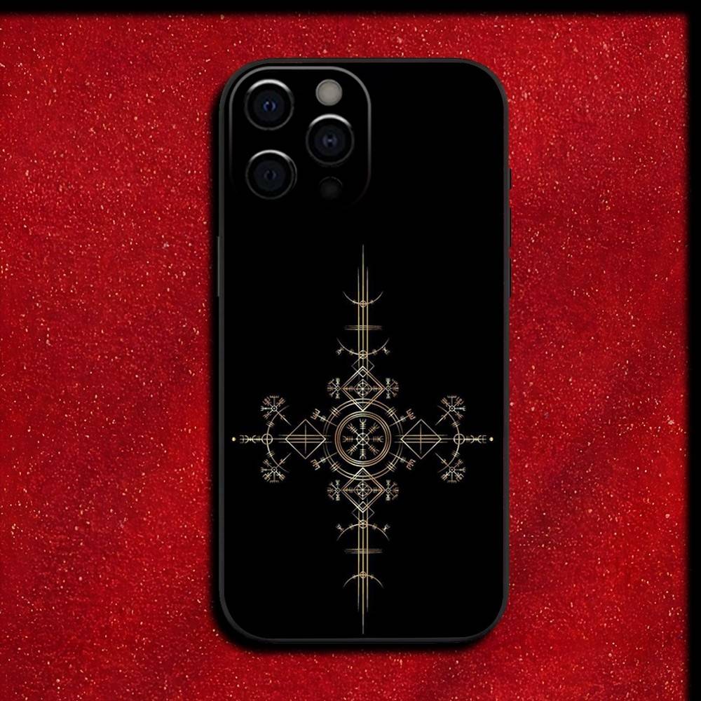 V-Viking V-Vegvisir Navigation Compass Phone Case For iPhone 16,15,14,13,12,11,Pro,XS,Max,XR,Plus,E,SE4,Mini Black Cover