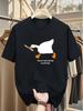 Gans mit Messer Meme Grafik Unisex T-Shirt Frieden war nie eine Option Tierkunst Kurzarm Rundhals Baumwolle T-Shirt Lässiges Oberteil