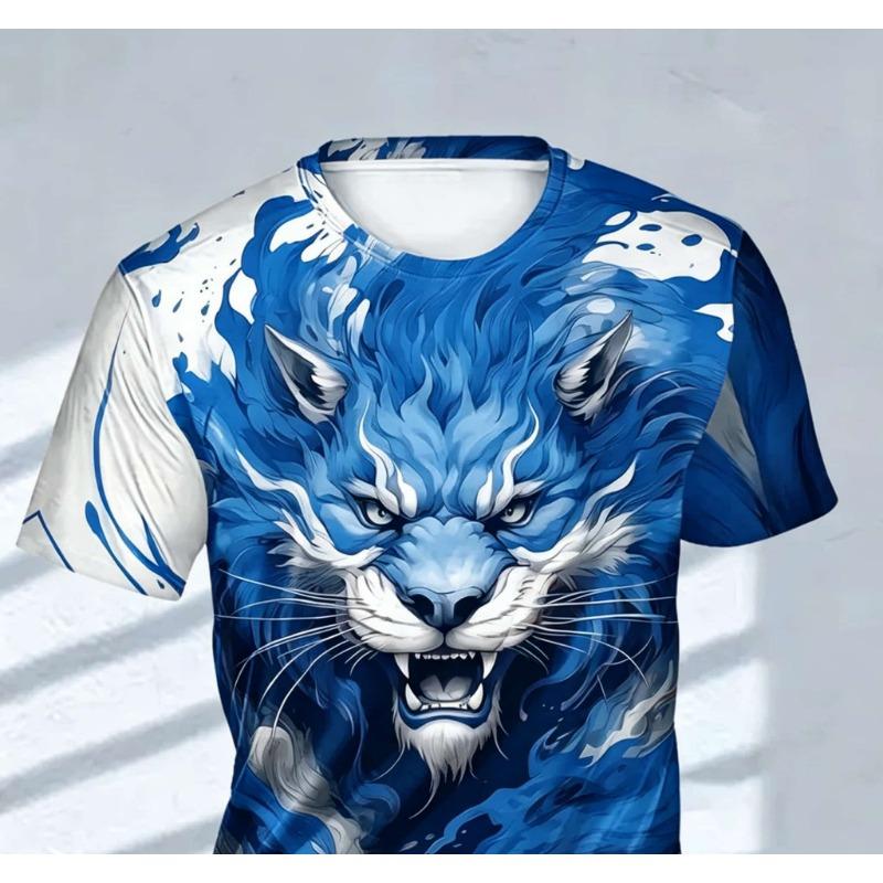 Men's Fashion 3D Printed Men's T-Shirt Round Neck Short Sleeve Trendy Street Wear